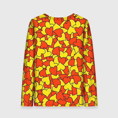 Женский лонгслив Красно-желтые сердца / 3D-принт – фото 2