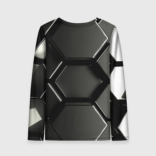 Женский лонгслив Хромированный гексагон объемный / 3D-принт – фото 2