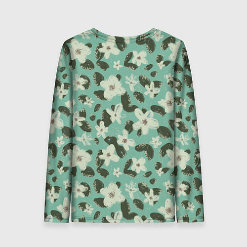 Женский лонгслив Абстрактные цветы на мятном фоне / 3D-принт – фото 2