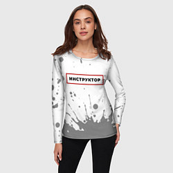 Лонгслив женский Инструктор - в красной рамке на светлом, цвет: 3D-принт — фото 2