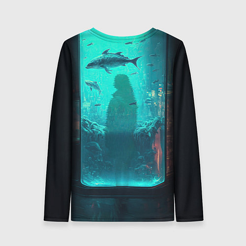 Женский лонгслив Девушка и аквариум / 3D-принт – фото 2