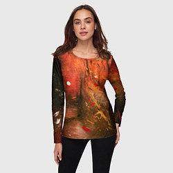 Лонгслив женский Абстрактный красный туман и краски, цвет: 3D-принт — фото 2