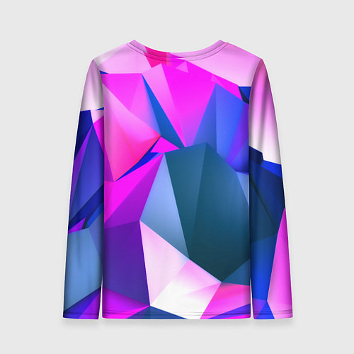 Женский лонгслив Neon blue polygons / 3D-принт – фото 2