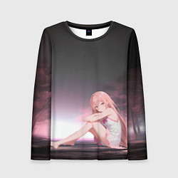 Женский лонгслив Девушка в ночном лесу-арт