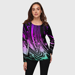 Лонгслив женский Неоновые цвета брызги краски гранжевая текстура, цвет: 3D-принт — фото 2