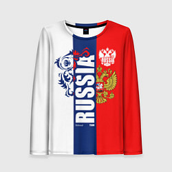 Женский лонгслив Russia national team: white blue red