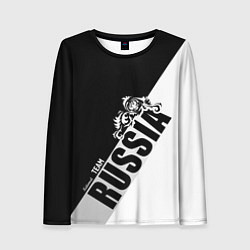 Женский лонгслив Russia national team: black and white lines