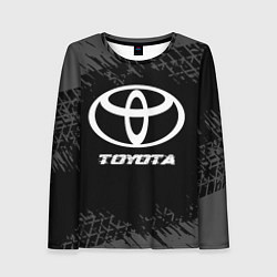 Женский лонгслив Toyota speed на темном фоне со следами шин