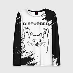 Лонгслив женский Disturbed рок кот на светлом фоне, цвет: 3D-принт