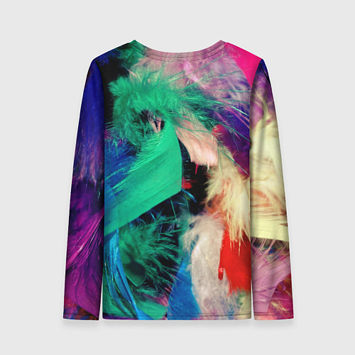 Женский лонгслив Неоновые перья павлина / 3D-принт – фото 2