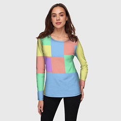 Лонгслив женский Разноцветные квадраты и прямоугольники, цвет: 3D-принт — фото 2