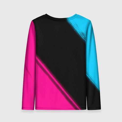 Женский лонгслив Tesla - neon gradient: надпись, символ / 3D-принт – фото 2