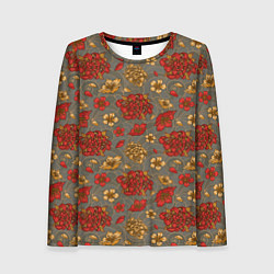 Лонгслив женский Японские цветы-пионы, цвет: 3D-принт