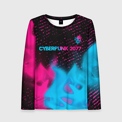 Лонгслив женский Cyberpunk 2077 - neon gradient: символ сверху, цвет: 3D-принт
