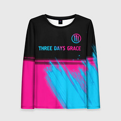 Женский лонгслив Three Days Grace - neon gradient: символ сверху