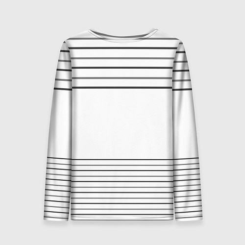 Женский лонгслив Черно белый полосатый узор с лейблом спортклуб / 3D-принт – фото 2