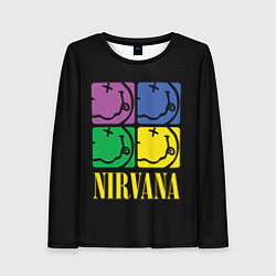 Лонгслив женский NIRVANA - смайлы, цвет: 3D-принт