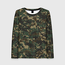 Женский лонгслив Зелено - коричневый камуфляж