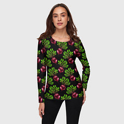Лонгслив женский Свекла на черном - паттерн, цвет: 3D-принт — фото 2