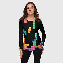 Лонгслив женский Тетрис падающие блоки, цвет: 3D-принт — фото 2