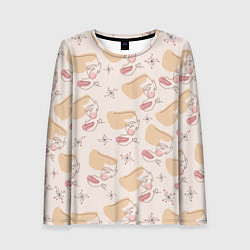 Лонгслив женский Силуэт лица - абстракция, цвет: 3D-принт