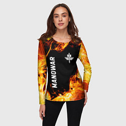 Лонгслив женский Manowar и пылающий огонь, цвет: 3D-принт — фото 2