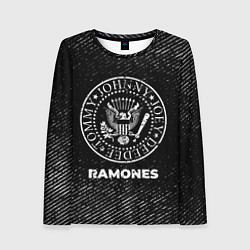 Женский лонгслив Ramones с потертостями на темном фоне