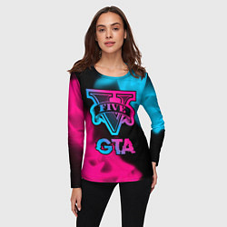 Лонгслив женский GTA - neon gradient, цвет: 3D-принт — фото 2