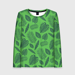 Лонгслив женский Зеленые листики, цвет: 3D-принт