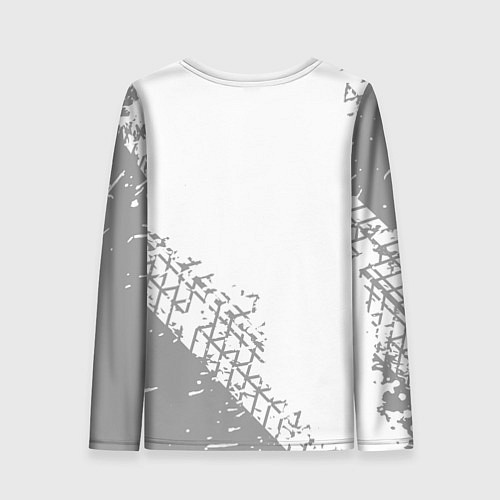 Женский лонгслив Toyota speed на светлом фоне со следами шин: надпи / 3D-принт – фото 2