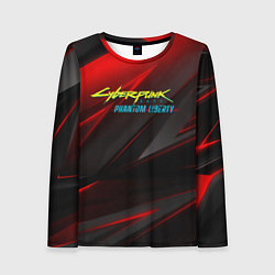 Женский лонгслив Cyberpunk 2077 phantom liberty red black logo