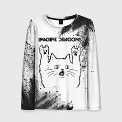 Женский лонгслив Imagine Dragons рок кот на светлом фоне