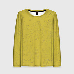 Женский лонгслив Рябь - зеленовато-желтый и фиолетовый - узор Хуф и