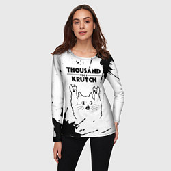Лонгслив женский Thousand Foot Krutch рок кот на светлом фоне, цвет: 3D-принт — фото 2