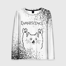 Женский лонгслив Evanescence рок кот на светлом фоне