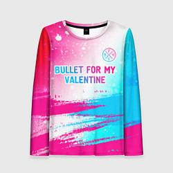 Женский лонгслив Bullet For My Valentine neon gradient style: симво