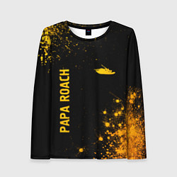 Лонгслив женский Papa Roach - gold gradient: надпись, символ, цвет: 3D-принт