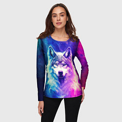Лонгслив женский Волк космический, цвет: 3D-принт — фото 2