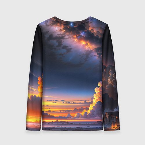 Женский лонгслив Млечный путь и облака на закате / 3D-принт – фото 2
