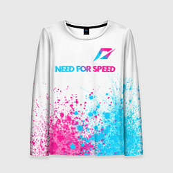 Лонгслив женский Need for Speed neon gradient style: символ сверху, цвет: 3D-принт