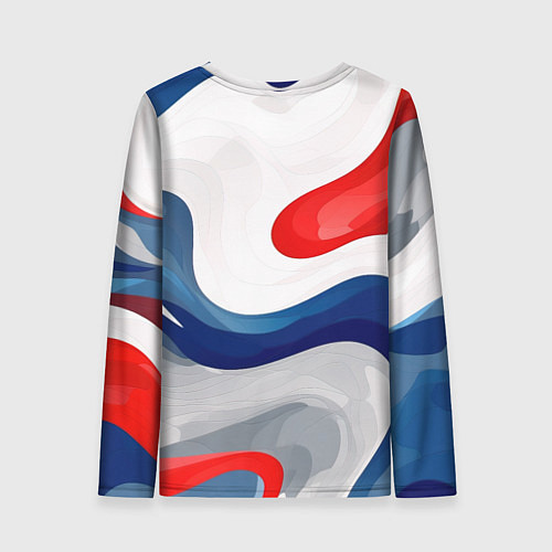 Женский лонгслив Абстракция в цветах флага России / 3D-принт – фото 2