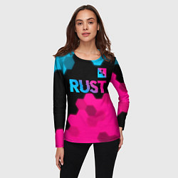 Лонгслив женский Rust - neon gradient: символ сверху, цвет: 3D-принт — фото 2