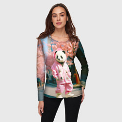 Лонгслив женский Милая панда в пуховике, цвет: 3D-принт — фото 2