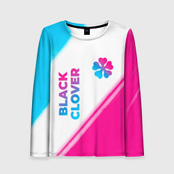 Женский лонгслив Black Clover neon gradient style: надпись, символ