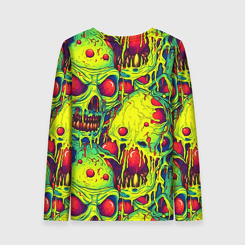 Женский лонгслив Зеленые психоделические черепа / 3D-принт – фото 2