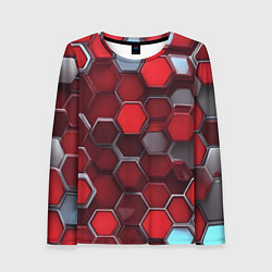 Лонгслив женский Cyber hexagon red, цвет: 3D-принт