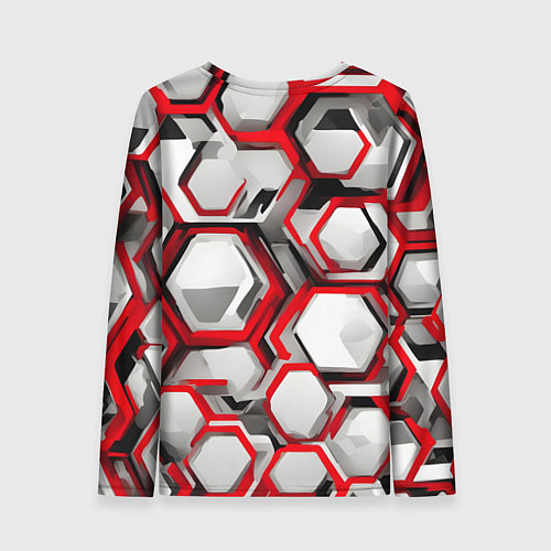 Женский лонгслив Кибер Hexagon Красный / 3D-принт – фото 2