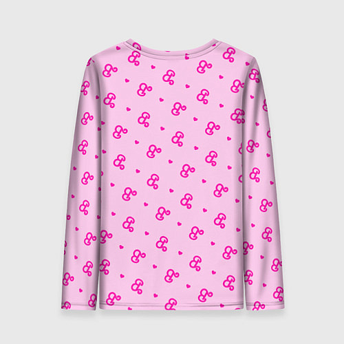 Женский лонгслив Розовый паттерн - Барби и сердечки / 3D-принт – фото 2