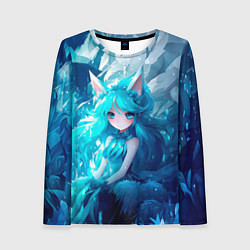 Лонгслив женский Снежная лиса в стиле аниме, цвет: 3D-принт