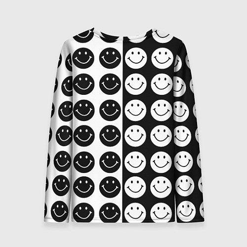 Женский лонгслив Smiley black and white / 3D-принт – фото 2